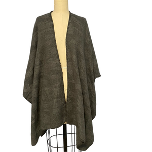 Woolrich Gray Open Front Poncho One Size